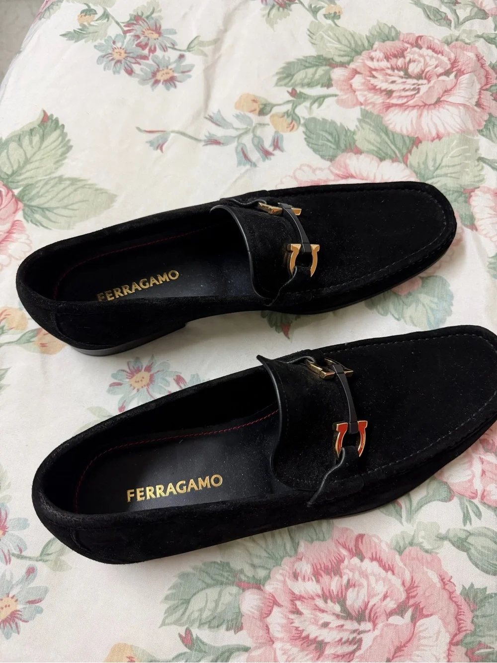 Salvatore Ferragamo Men's Black Suede Loafers Size 11
